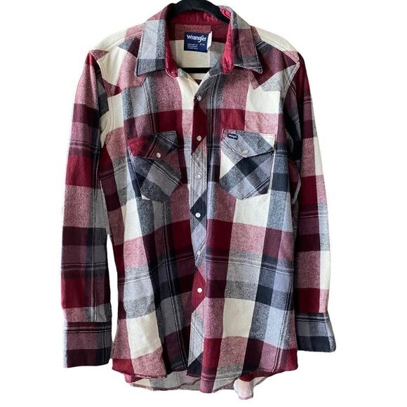 Wrangler plaid medium-weight flannel size 17-34 vintage - Picture 1 of 8